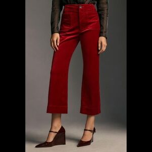 Anthropologie The Colette Cropped Wide-Leg Velvet Pants by Maeve